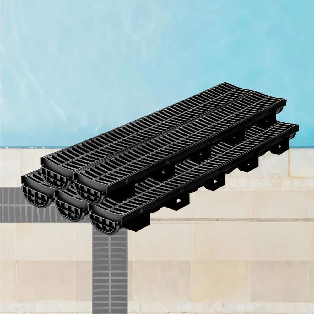 VEVOR Trench Drain System 39 in. L x 5.8 in. W x 3.1 in. D Channel Drain with Plastic Grate and End Cap Drainage Trench 5 Pack 9 VEVOR Trench Drain System 39 in. L x 5.8 in. W x 3.1 in. D Channel Drain with Plastic Grate and End Cap Drainage Trench 5 Pack - Image 9
