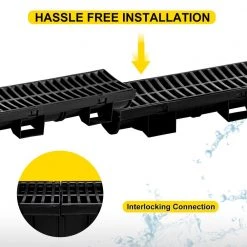 VEVOR Trench Drain System 39 in. L x 5.8 in. W x 3.1 in. D Channel Drain with Plastic Grate and End Cap Drainage Trench 5 Pack 11 VEVOR Trench Drain System 39 in. L x 5.8 in. W x 3.1 in. D Channel Drain with Plastic Grate and End Cap Drainage Trench 5 Pack -Bathroom Accessories Sales black vevor bathtub accessories pslgm100455688eu5v0 4f 1000