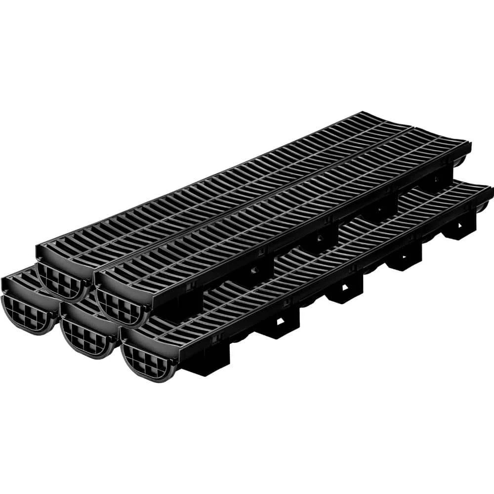 VEVOR Trench Drain System 39 in. L x 5.8 in. W x 3.1 in. D Channel Drain with Plastic Grate and End Cap Drainage Trench 5 Pack 1 VEVOR Trench Drain System 39 in. L x 5.8 in. W x 3.1 in. D Channel Drain with Plastic Grate and End Cap Drainage Trench 5 Pack