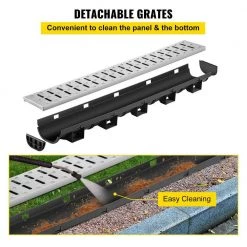 VEVOR Trench Drain System 39 in. L x 5.8 in. W x 3.1 in. D Drainage Trench with Metal Grate and End Cap Channel Drain 5 Pack 11 VEVOR Trench Drain System 39 in. L x 5.8 in. W x 3.1 in. D Drainage Trench with Metal Grate and End Cap Channel Drain 5 Pack -Bathroom Accessories Sales black vevor bathtub accessories psxgbm100455426szv0 1f 1000