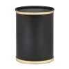 Kraftware Sophisticates 13 Qt. Black with Polished Brass Oval Waste Basket