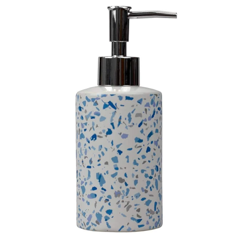 Home Basics Trendy Terrazzo 4-Piece Ceramic Bath Accessory Set in Blue 3 Home Basics Trendy Terrazzo 4-Piece Ceramic Bath Accessory Set in Blue - Image 3
