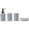Home Basics Trendy Terrazzo 4-Piece Ceramic Bath Accessory Set in Blue