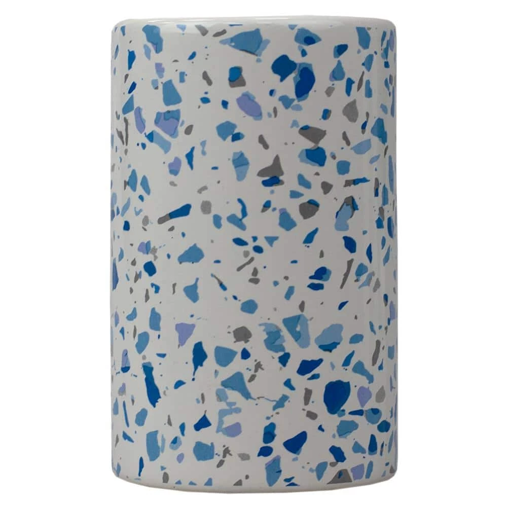 Home Basics Trendy Terrazzo 4-Piece Ceramic Bath Accessory Set in Blue 6 Home Basics Trendy Terrazzo 4-Piece Ceramic Bath Accessory Set in Blue - Image 6