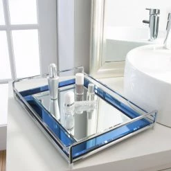 Home Details Vanity Tray with Blue Mirror -Bathroom Accessories Sales blue home details bathroom trays 26516 76 1000