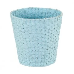 HOUSEHOLD ESSENTIALS Wicker Waste Basket in Blue Hyacinth