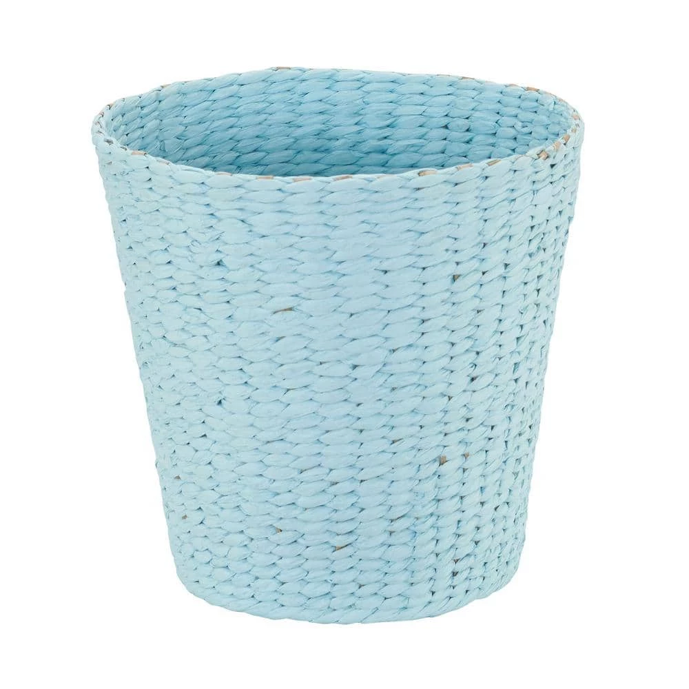 HOUSEHOLD ESSENTIALS Wicker Waste Basket in Blue Hyacinth 1 HOUSEHOLD ESSENTIALS Wicker Waste Basket in Blue Hyacinth