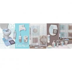 Unbranded 4.5 l/1.2 Gal. Faience Printed Waste Basket Floor Trash Can -Bathroom Accessories Sales blue taupe bathroom trash cans 6500497 4f 1000