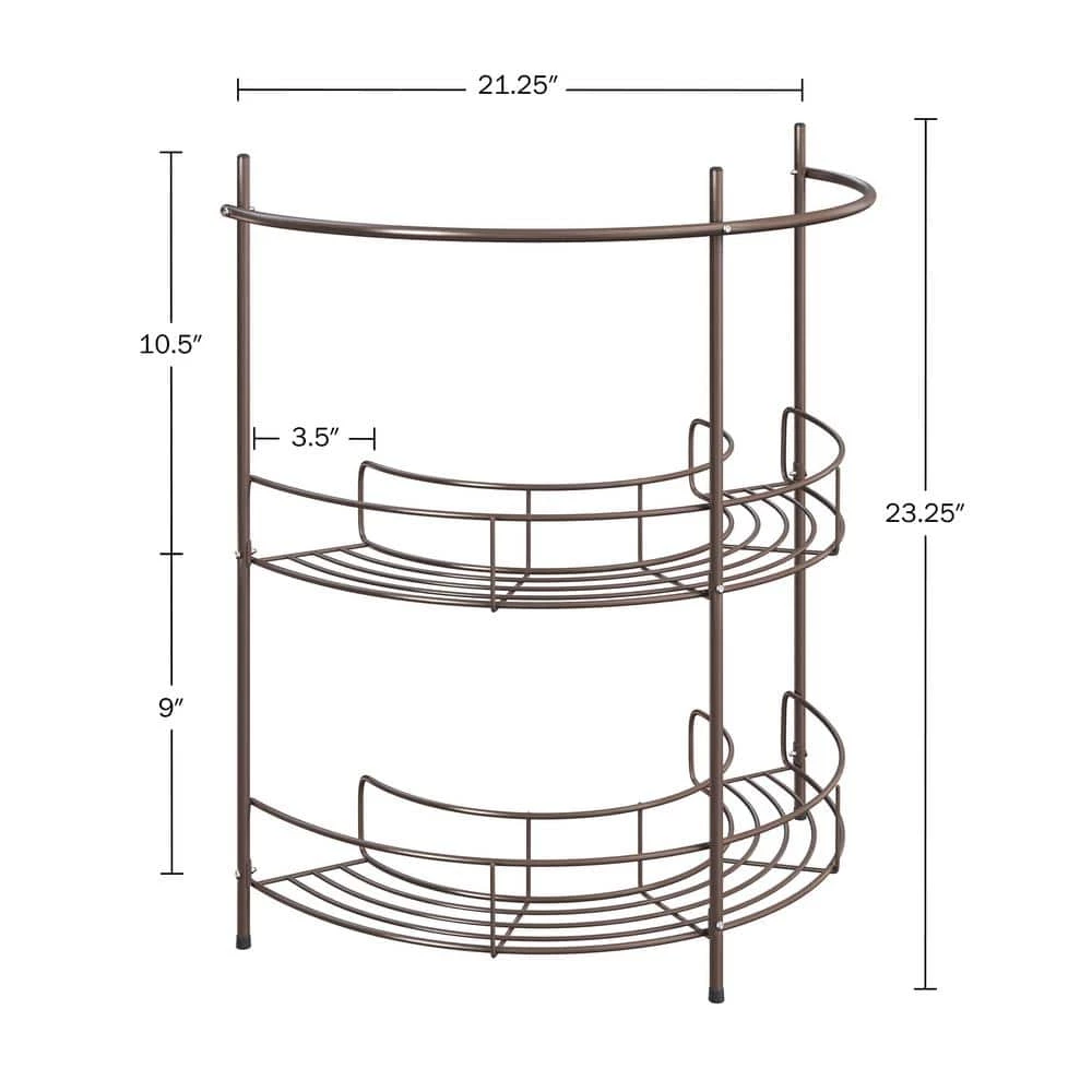 Lavish Home Pedestal Under Sink 2 Shelves Bathroom Organizer in Bronze 5 Lavish Home Pedestal Under Sink 2 Shelves Bathroom Organizer in Bronze - Image 5