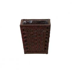 HOUSEHOLD ESSENTIALS Paper Rope Indoor Waste Basket in Rich Brown Stained -Bathroom Accessories Sales brown household essentials bathroom trash cans ml 7031 76 1000