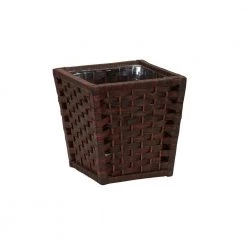 HOUSEHOLD ESSENTIALS Paper Rope Indoor Waste Basket in Rich Brown Stained -Bathroom Accessories Sales brown household essentials bathroom trash cans ml 7031 c3 1000