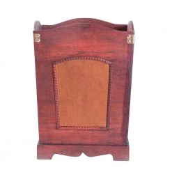 Vintiquewise 11.5 in. x 11.5 in. x 15.5 in. Antique Wooden Waste Can - Bin with Handle -Bathroom Accessories Sales brown tan vintiquewise bathroom trash cans qi003045 1f 1000