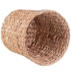 Vintiquewise Round Wicker Natural Water Hyacinth Waste Basket -Bathroom Accessories Sales brown vintiquewise bathroom trash cans qi003226 s 1f 1000
