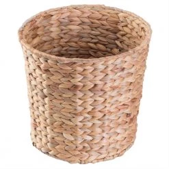 Vintiquewise Round Wicker Natural Water Hyacinth Waste Basket