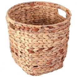 Vintiquewise Water Hyacinth Large Round Wicker Wastebasket with Cutout Handles -Bathroom Accessories Sales brown vintiquewise bathroom trash cans qi003363 l 44 1000