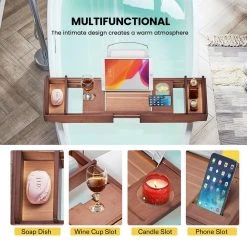 VIVOHOME Expandable 43 Inch Bamboo Bathtub Caddy Tray in Brown with Holders, Soap Tray, Wine Glass Slot 10 VIVOHOME Expandable 43 Inch Bamboo Bathtub Caddy Tray in Brown with Holders, Soap Tray, Wine Glass Slot -Bathroom Accessories Sales brown vivohome bathroom trays x002fjl2yx 1f 1000