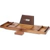 VIVOHOME Expandable 43 Inch Bamboo Bathtub Caddy Tray in Brown with Holders, Soap Tray, Wine Glass Slot