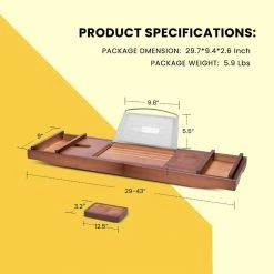 VIVOHOME Expandable 43 Inch Bamboo Bathtub Caddy Tray in Brown with Holders, Soap Tray, Wine Glass Slot 13 VIVOHOME Expandable 43 Inch Bamboo Bathtub Caddy Tray in Brown with Holders, Soap Tray, Wine Glass Slot -Bathroom Accessories Sales brown vivohome bathroom trays x002fjl2yx 76 1000