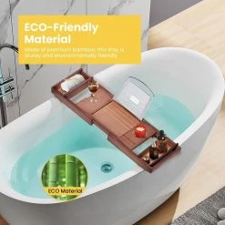 VIVOHOME Expandable 43 Inch Bamboo Bathtub Caddy Tray in Brown with Holders, Soap Tray, Wine Glass Slot 12 VIVOHOME Expandable 43 Inch Bamboo Bathtub Caddy Tray in Brown with Holders, Soap Tray, Wine Glass Slot -Bathroom Accessories Sales brown vivohome bathroom trays x002fjl2yx fa 1000