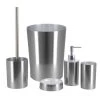 Unbranded 5-Pieces Bath Accessory Set with Soap Pump, Tumbler, Soap Dish, Waste Basket and Toilet Brush Holder in Brushed Aluminum
