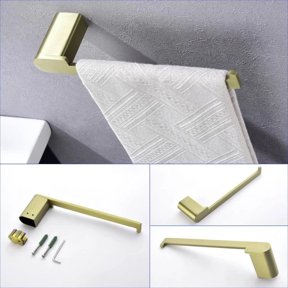 Boyel Living 4-Piece Bath Accessory Set with Towel Bar, Towel Robe Hook, Toilet Roll Paper Holder, Hand Tower Holder in Brushed Gold 4 Boyel Living 4-Piece Bath Accessory Set with Towel Bar, Towel Robe Hook, Toilet Roll Paper Holder, Hand Tower Holder in Brushed Gold - Image 4