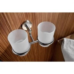 ANZZI Caster Series 7.36 in. Double Toothbrush Holder in Brushed Nickel -Bathroom Accessories Sales brushed nickel anzzi toothbrush holders ac az002bn 4f 1000