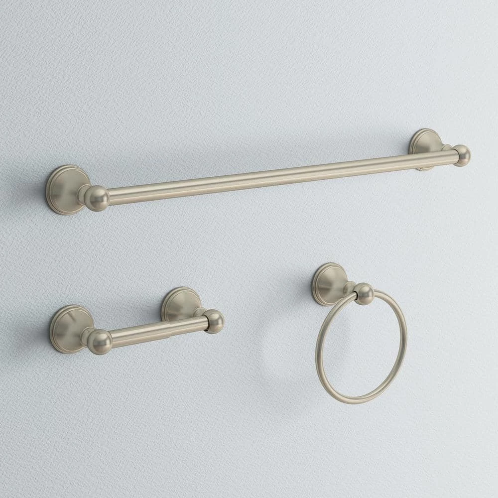 Delta Crestfield 3-Piece Bath Hardware Set with Towel Ring Toilet Paper Holder and 24 in. Towel Bar in Brushed Nickel 2 Delta Crestfield 3-Piece Bath Hardware Set with Towel Ring Toilet Paper Holder and 24 in. Towel Bar in Brushed Nickel - Image 2