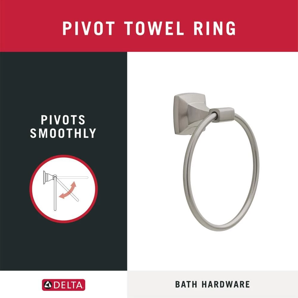 Delta Portwood Towel Ring in SpotShield Brushed Nickel 8 Delta Portwood Towel Ring in SpotShield Brushed Nickel - Image 8