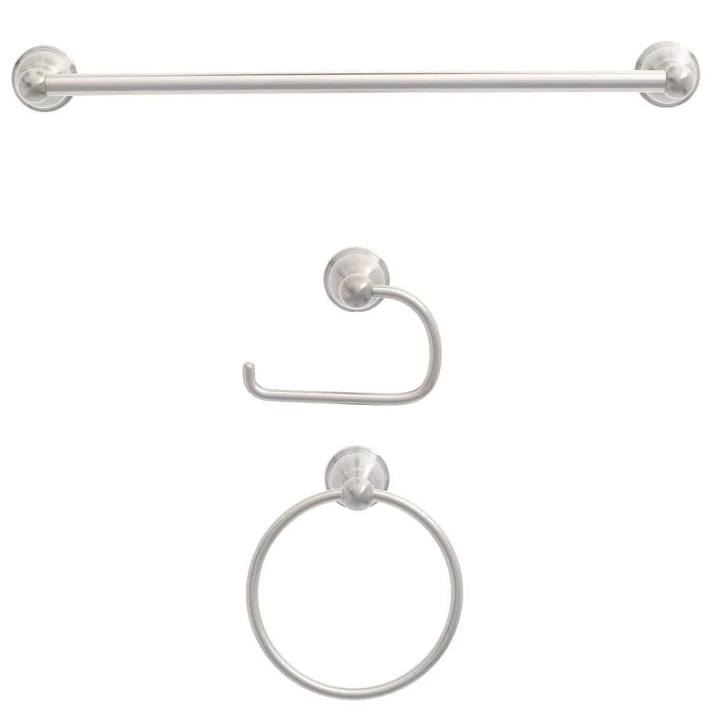 Glacier Bay Mandouri 3-Piece Bath Hardware Kit in Brushed Nickel 1 Glacier Bay Mandouri 3-Piece Bath Hardware Kit in Brushed Nickel
