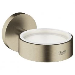 GROHE Essentials Glass Wall-Mounted Soap Dispenser Holder in Brushed Nickel InfinityFinish