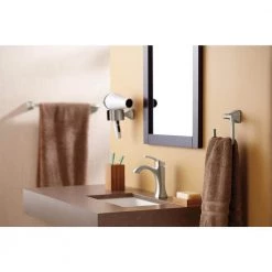 MOEN Voss Wall Mounted Hair Dryer Holder in Brushed Nickel 9 MOEN Voss Wall Mounted Hair Dryer Holder in Brushed Nickel -Bathroom Accessories Sales brushed nickel moen hair tool organizers yb5170bn 44 1000
