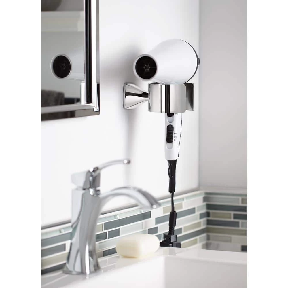 MOEN Voss Wall Mounted Hair Dryer Holder in Brushed Nickel 2 MOEN Voss Wall Mounted Hair Dryer Holder in Brushed Nickel - Image 2