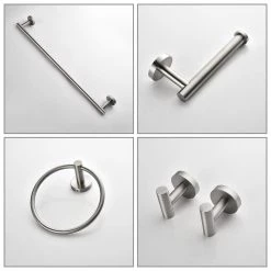 Zalerock Modern 6-Piece Bath Hardware Set with Towel Rail x2 Paper Towel Rack x1 Towel Ring x1 Hook x2 in Brushed Nickel -Bathroom Accessories Sales brushed nickel zalerock bathroom hardware sets h02gjtz012 1f 1000