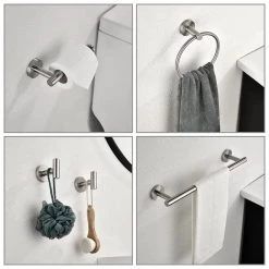 Zalerock Modern 6-Piece Bath Hardware Set with Towel Rail x2 Paper Towel Rack x1 Towel Ring x1 Hook x2 in Brushed Nickel -Bathroom Accessories Sales brushed nickel zalerock bathroom hardware sets h02gjtz012 4f 1000