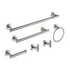 Zalerock Modern 6-Piece Bath Hardware Set with Towel Rail x2 Paper Towel Rack x1 Towel Ring x1 Hook x2 in Brushed Nickel