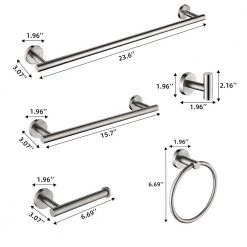 Zalerock Modern 6-Piece Bath Hardware Set with Towel Rail x2 Paper Towel Rack x1 Towel Ring x1 Hook x2 in Brushed Nickel -Bathroom Accessories Sales brushed nickel zalerock bathroom hardware sets h02gjtz012 fa 1000