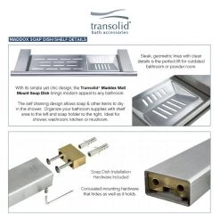 Transolid Maddox Wall-Mount 16 in. Soap Dish -Bathroom Accessories Sales brushed stainless transolid soap dishes msd16 bs 1f 1000
