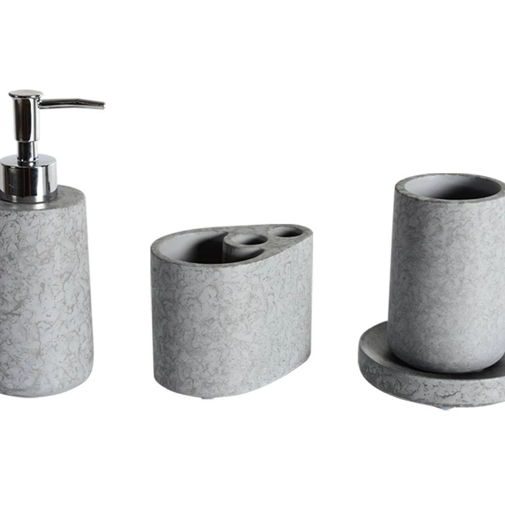 Amucolo 4-Piece Bathroom Accessories Set in Cement Grey 3 Amucolo 4-Piece Bathroom Accessories Set in Cement Grey - Image 3