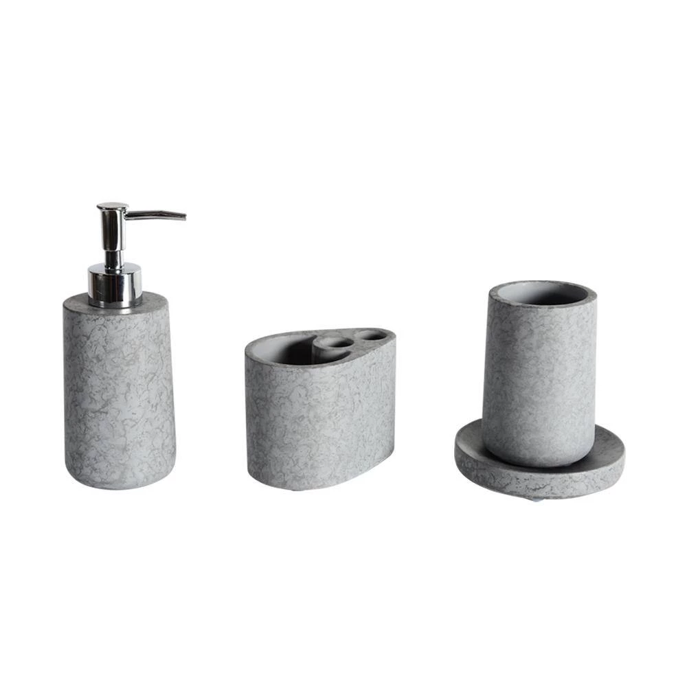 Amucolo 4-Piece Bathroom Accessories Set in Cement Grey 1 Amucolo 4-Piece Bathroom Accessories Set in Cement Grey