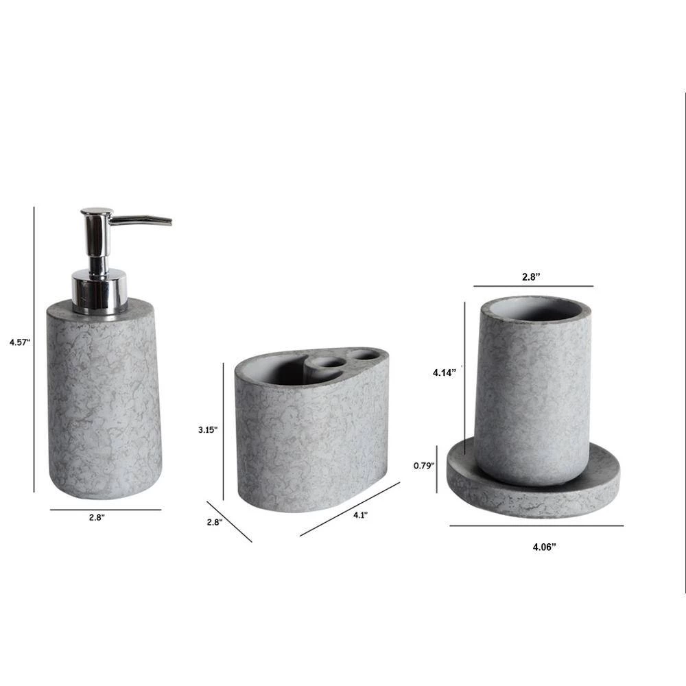Amucolo 4-Piece Bathroom Accessories Set in Cement Grey 2 Amucolo 4-Piece Bathroom Accessories Set in Cement Grey - Image 2