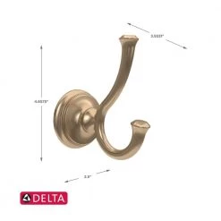 Delta Cassidy Double Towel Hook in Champagne Bronze -Bathroom Accessories Sales champagne bronze delta towel hooks 79735 cz 4f 1000