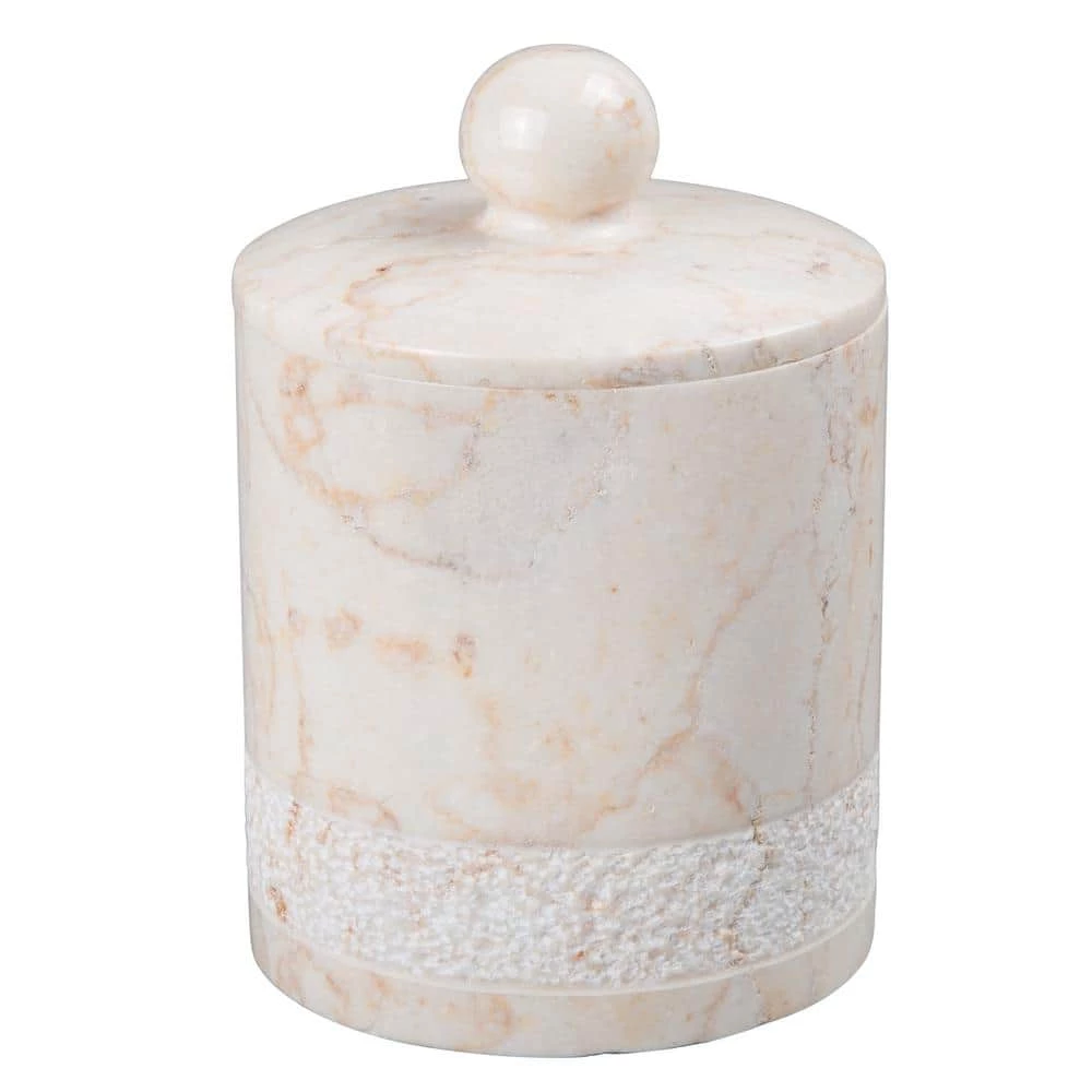 Creative Home Spa Hand Carved Cotton Ball Holder in Champagne Marble 1 Creative Home Spa Hand Carved Cotton Ball Holder in Champagne Marble