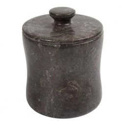 Creative Home Natural Charcoal Marble Curvy Cotton Ball Cotton Swab Holder Bathroom Accessory Storage Jar, Canister