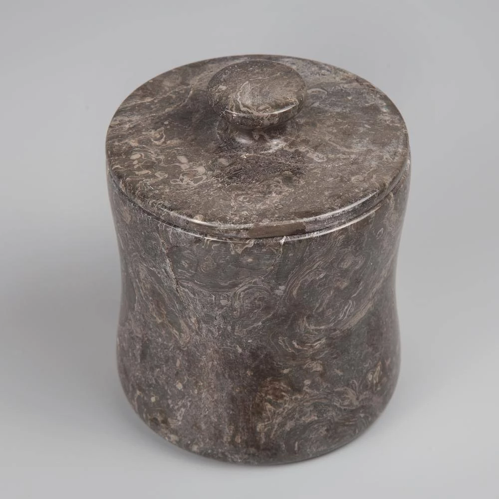 Creative Home Natural Charcoal Marble Curvy Cotton Ball Cotton Swab Holder Bathroom Accessory Storage Jar, Canister 2 Creative Home Natural Charcoal Marble Curvy Cotton Ball Cotton Swab Holder Bathroom Accessory Storage Jar, Canister - Image 2