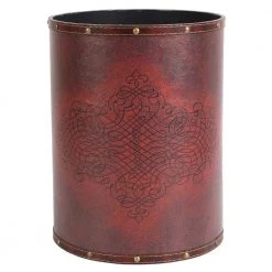 Vintiquewise 10 in. x 10 in. x 13 in. High Faux Leather Antique Design Waste Bin