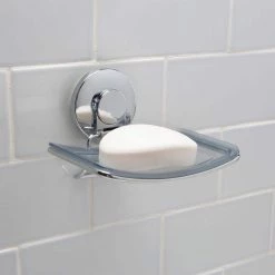 Bath Bliss Gel Suction Soap Dish in Chrome -Bathroom Accessories Sales chrome bath bliss soap dishes 26755 chr 4f 1000