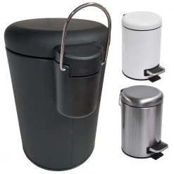 Unbranded 3 l/ 0.8 Gal. Soft Close Small Round Metal Bath Floor Step Trash Can Waste Bin in Steel 9 Unbranded 3 l/ 0.8 Gal. Soft Close Small Round Metal Bath Floor Step Trash Can Waste Bin in Steel -Bathroom Accessories Sales chrome bathroom trash cans 6543102 4f 1000