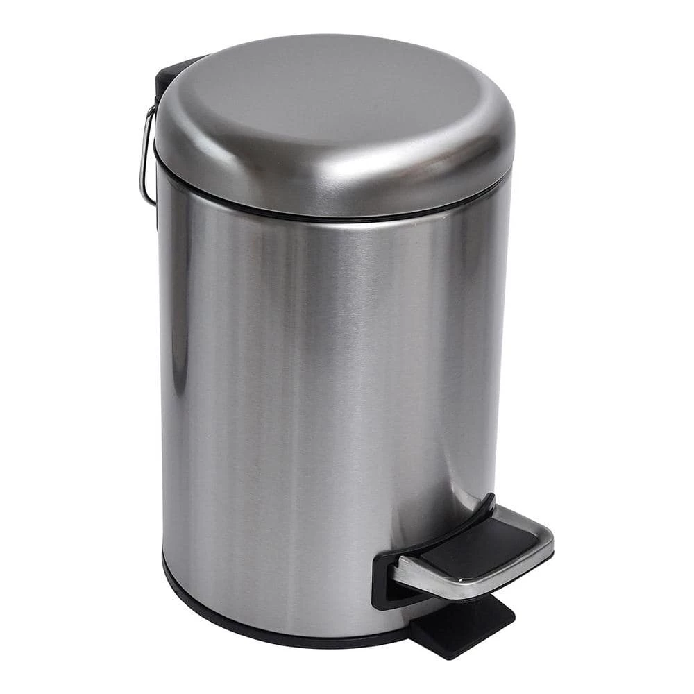 Unbranded 3 l/ 0.8 Gal. Soft Close Small Round Metal Bath Floor Step Trash Can Waste Bin in Steel 1 Unbranded 3 l/ 0.8 Gal. Soft Close Small Round Metal Bath Floor Step Trash Can Waste Bin in Steel