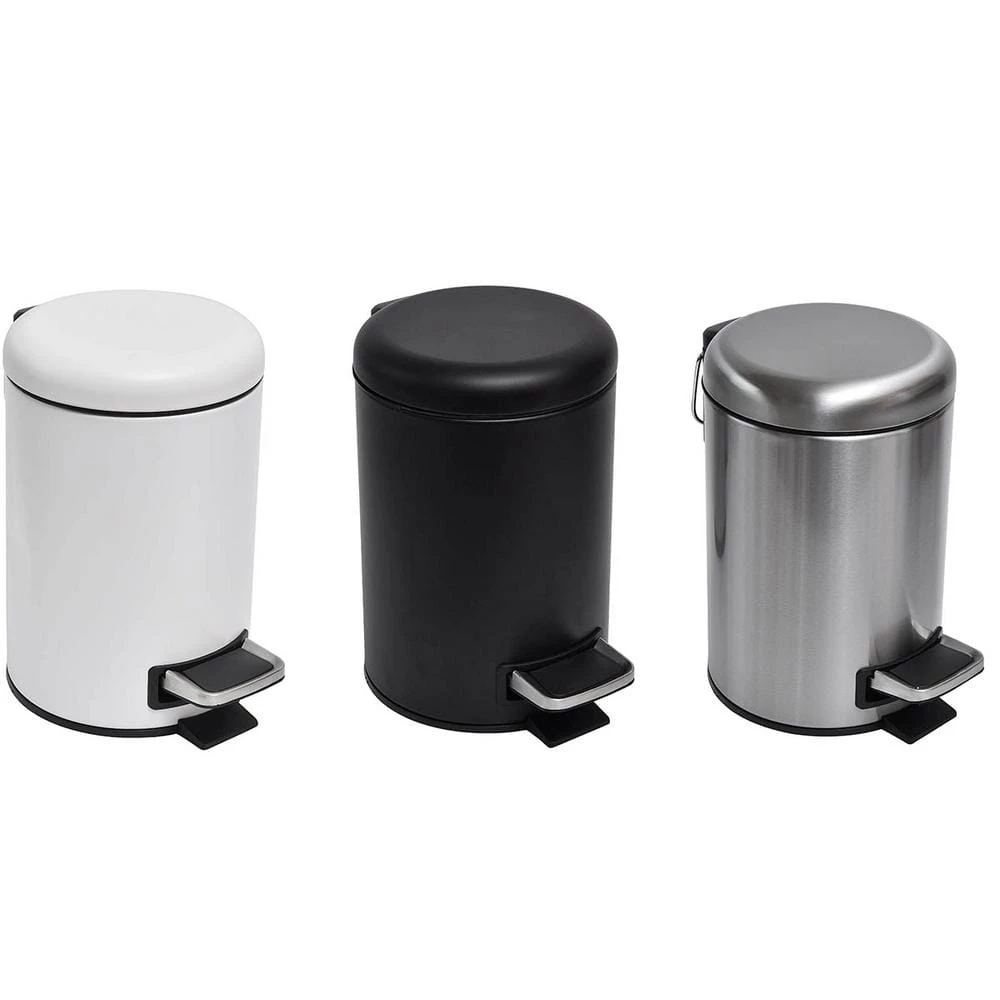 Unbranded 3 l/ 0.8 Gal. Soft Close Small Round Metal Bath Floor Step Trash Can Waste Bin in Steel 2 Unbranded 3 l/ 0.8 Gal. Soft Close Small Round Metal Bath Floor Step Trash Can Waste Bin in Steel - Image 2
