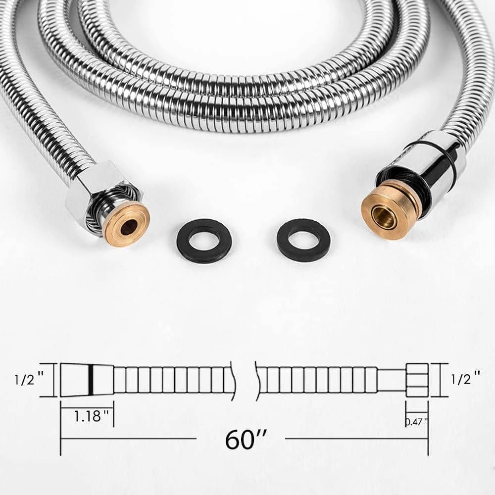 Logmey Shower Hose 59 in. chrome Handheld Shower Head Hose 3 Logmey Shower Hose 59 in. chrome Handheld Shower Head Hose - Image 3